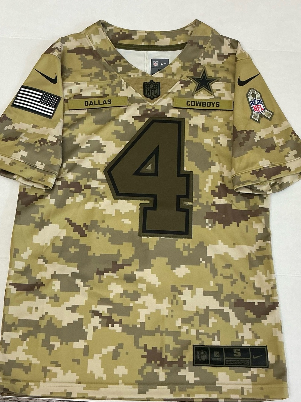 Nike Dallas Cowboys Men’s Camo #4 Jersey - Olive/Tan